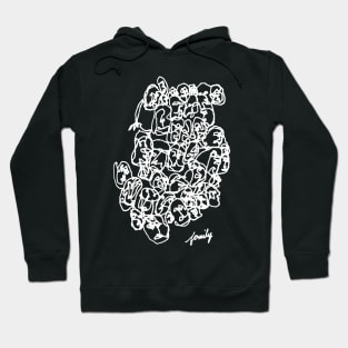 Family Line Drawing Art White Print Hoodie